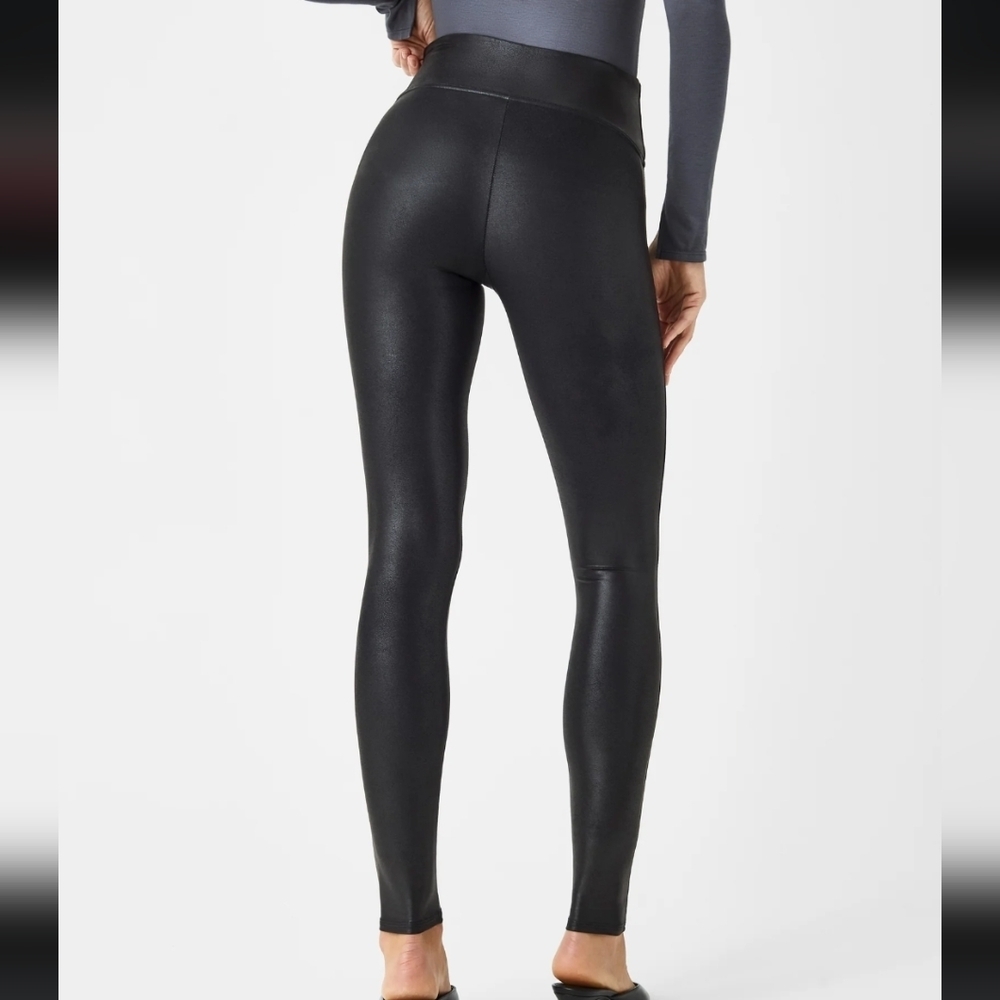 SPANX Faux Leather Leggings Black Large - Picture 4 of 10